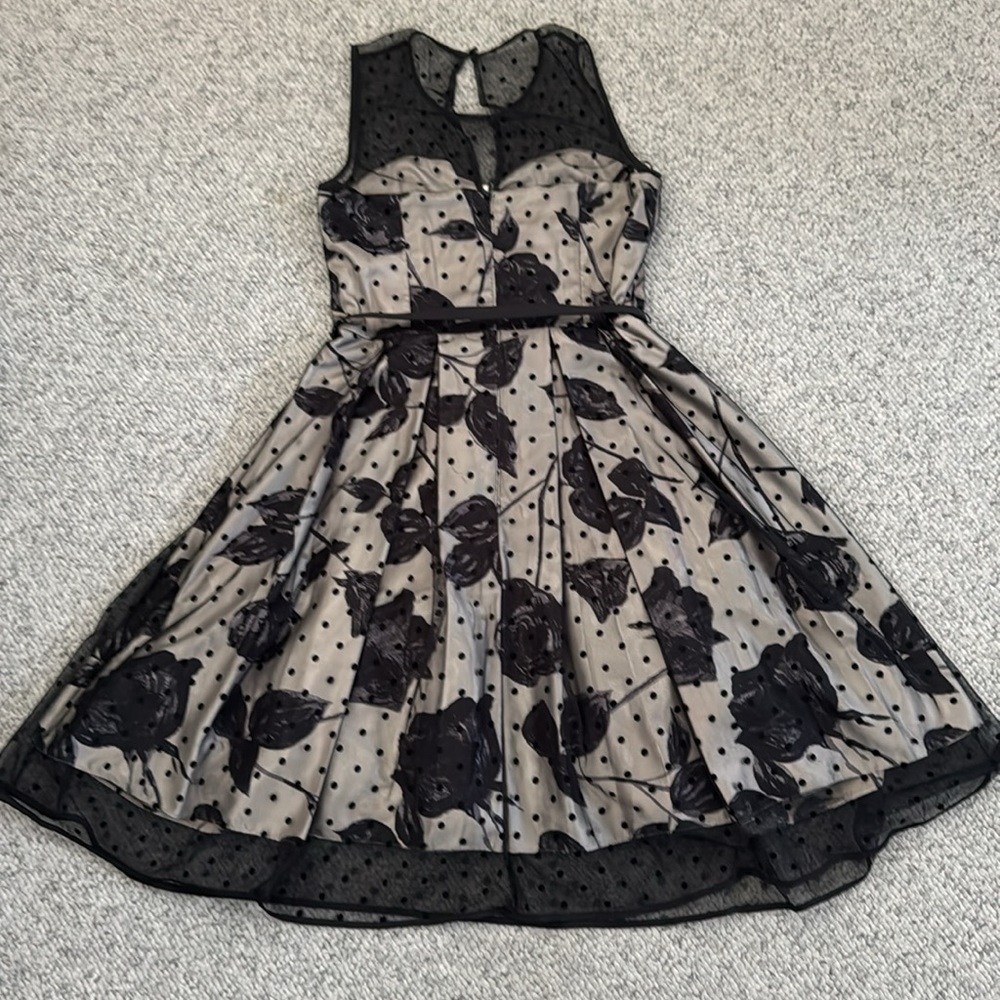 ⚡️HP⚡️Polka Dot Mesh Print  Fit and Flare Dress